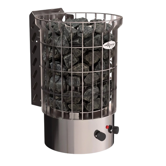 polarsauna shop Avik Elektro-Saunaofen 9 kW aus Edelstahl mit integrierter Steuerung und gefülltem Steinkorb