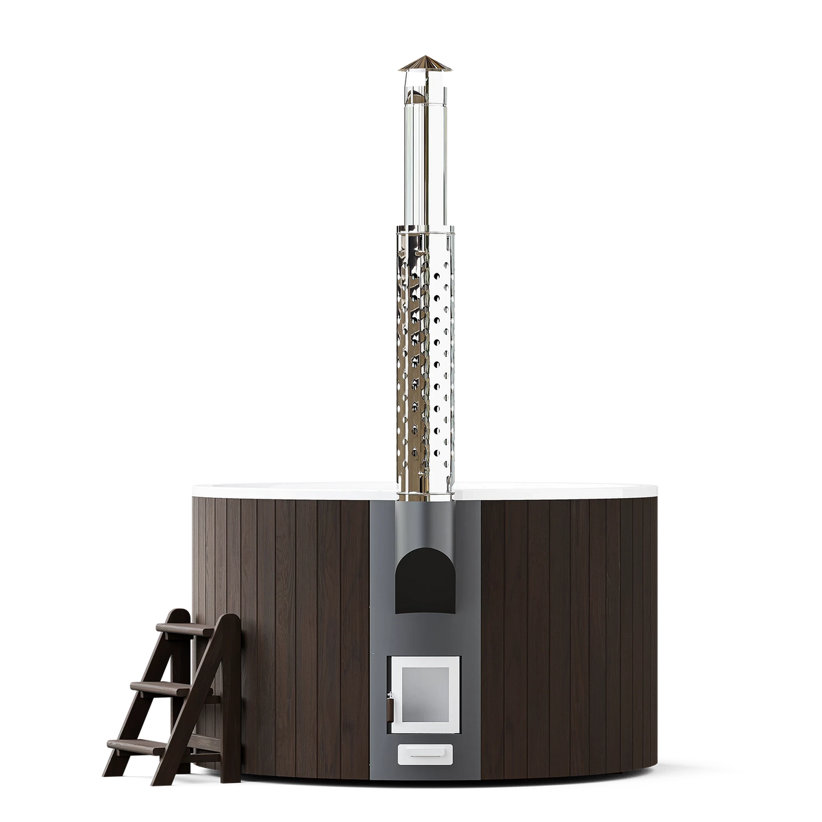 polarsauna shop Elite 180 Hot Tub mit Thermoholz-Verkleidung, Edelstahlofen und Treppe für den Garten